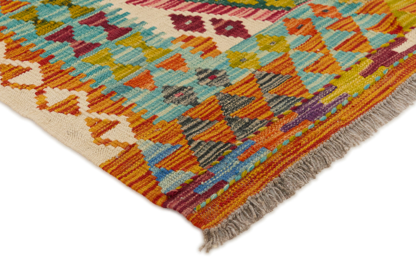 Kelimtæppe - Håndvævet Afghansk gulvtæppe - 201 x 121 cm - novamøbler