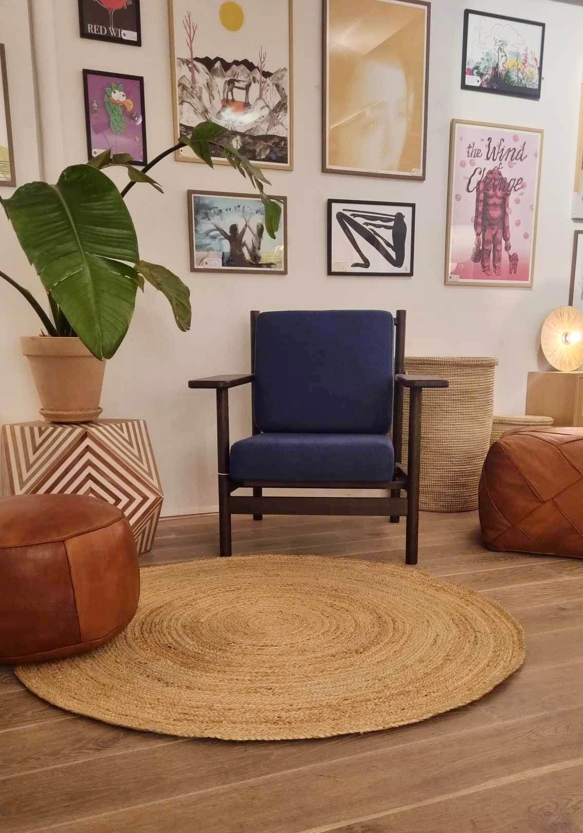 Rundt Jute Gulvtæppe - Natural - Ø130cm - novamøbler