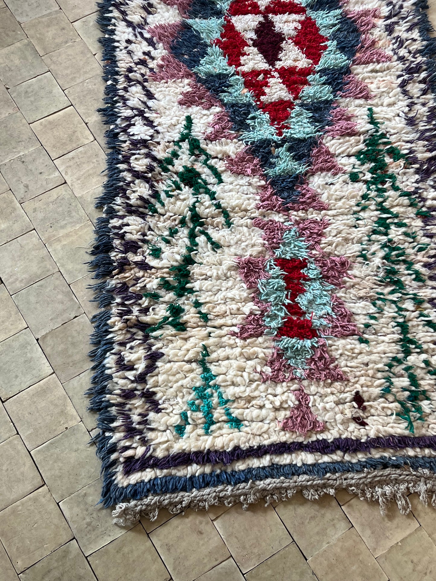 Marokkansk tæppe - Boucheroite - 216 x72 cm - novamøbler