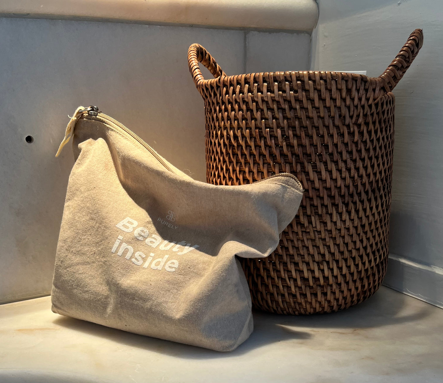 Bambuskurv med hank - B004 - Naturbrun - novamøbler