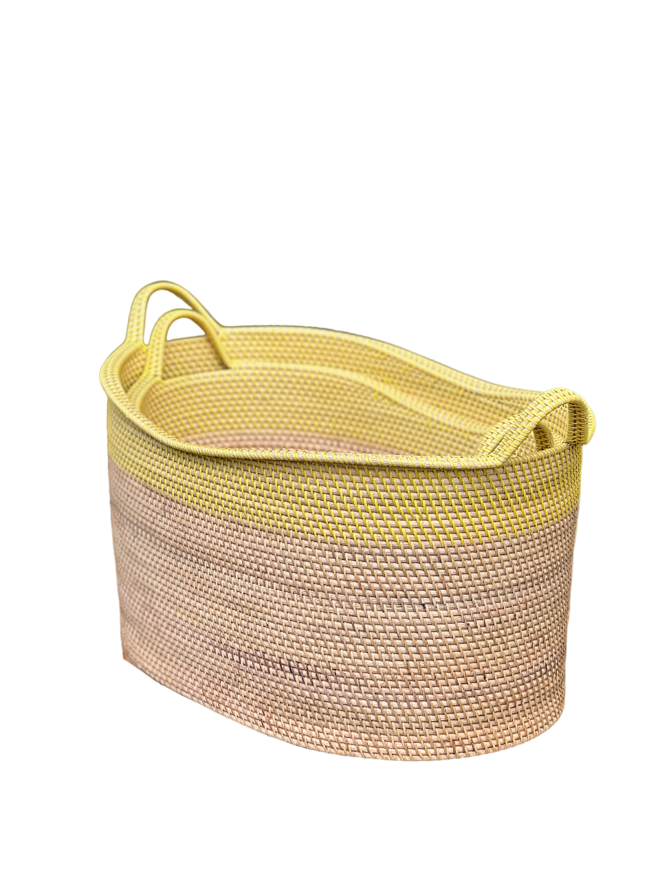 Bambuskurv - Oval to-farvet kurv i gul - novamøbler