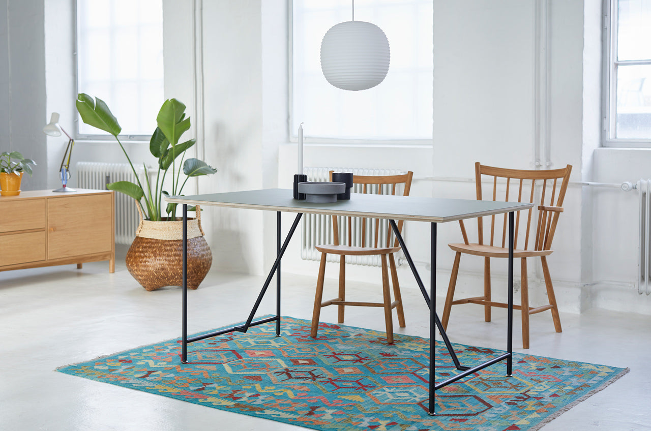 Bordben - Stel M022 - Sort pulverlakeret stål - til linoleumsborde og andre bordplader - novamøbler