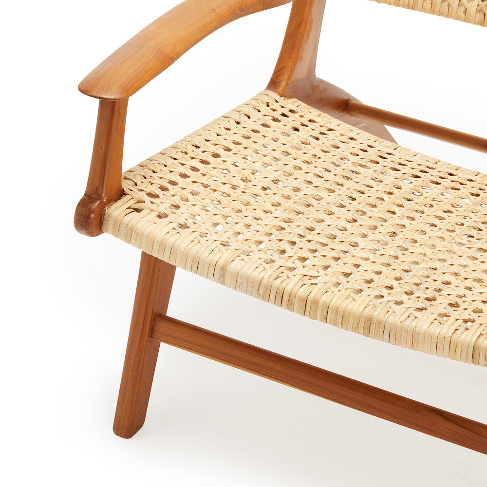 Udstillingsmodel - Lænestol med armlæn - P015 - Teak/rattan - By Sol - novamøbler