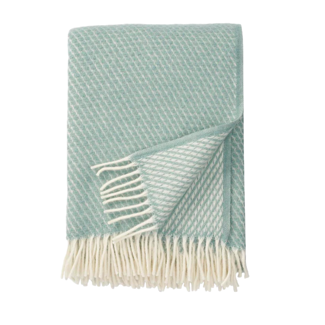 Klippan Uldplaid - 100% Økologisk Lammeuld - Velvet/Eggshell Blue - novamøbler