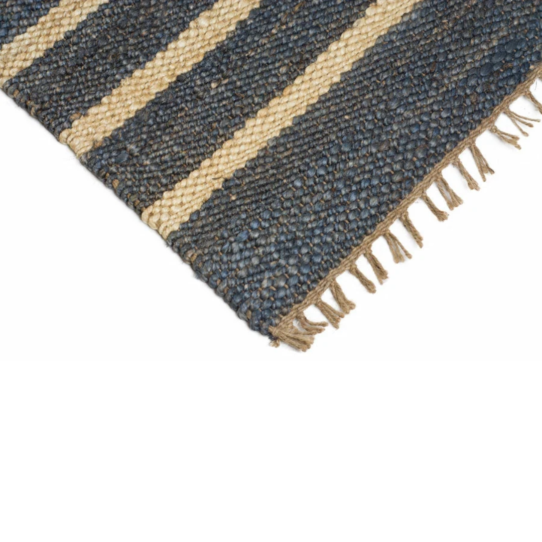 Dørmåtte - Jute - Dark Grey with White Stripes - 45×80 cm - novamøbler