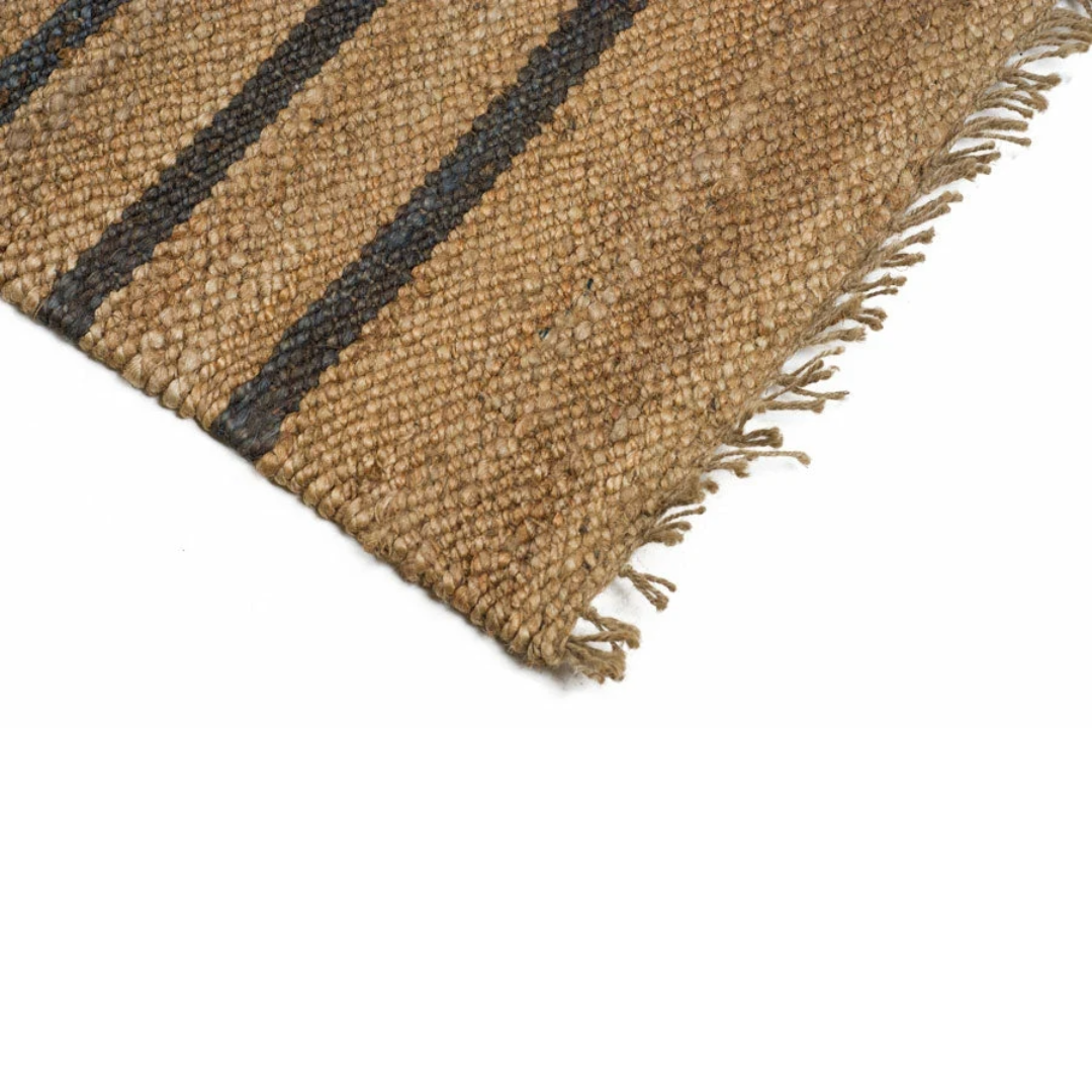Dørmåtte - Jute - Natural with Navy Blue Stripes - 45x80 cm - novamøbler