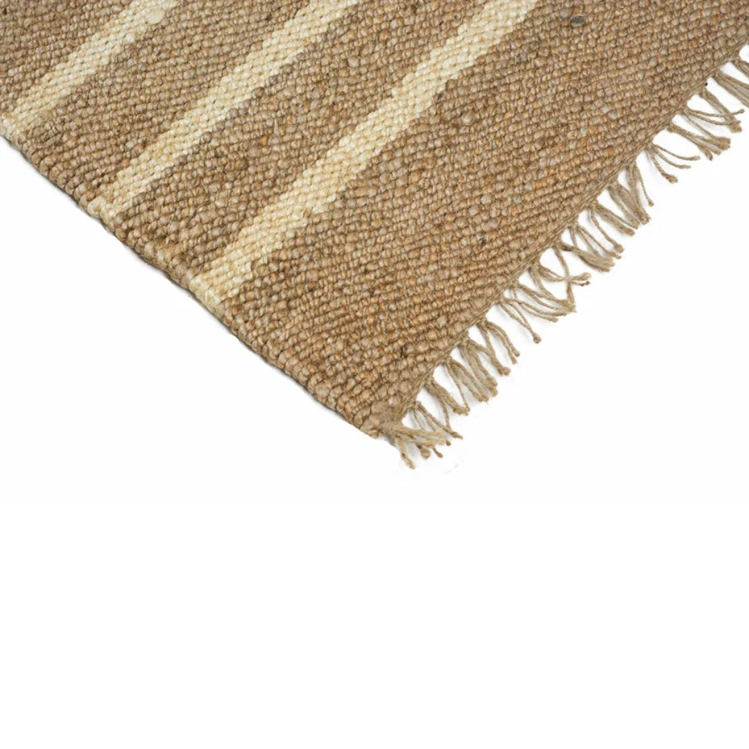 Dørmåtte - Jute - Natural with White Stripes - 45x80 cm - novamøbler