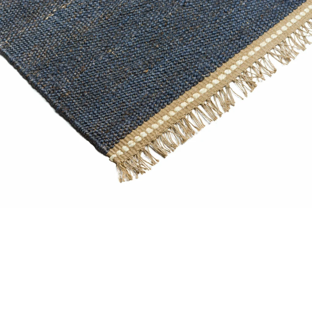 Jute Gulvtæppe - Blåvand - Marineblå - novamøbler