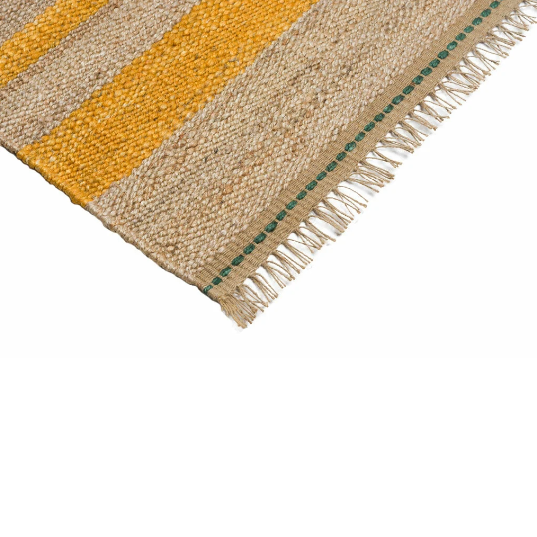 Jute Gulvtæppe - Raps - Gul & Naturfarvet - novamøbler