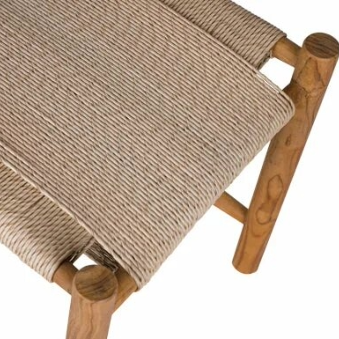 Skammel i massivt teaktræ/papirsflet - S001 - By Sol - novamøbler