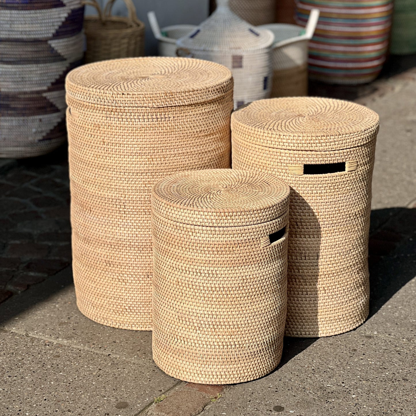 Bambuskurv - Natur - Sæt af 3 - novamøbler