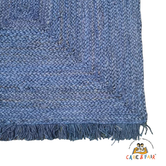 Jute tæppe - Petrol Blue - 72x110 cm - novamøbler