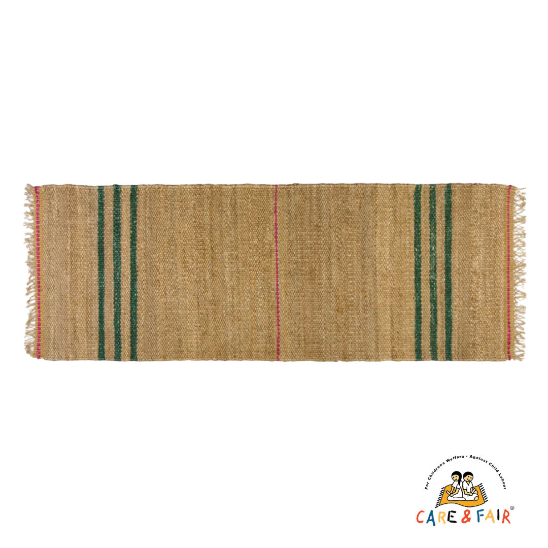 Jute Løber - Kørvel - Grøn & Naturfarvet - novamøbler