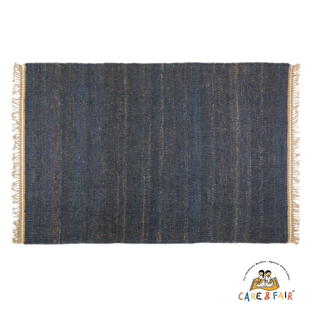 Jute Gulvtæppe - Blåvand - Marineblå - novamøbler