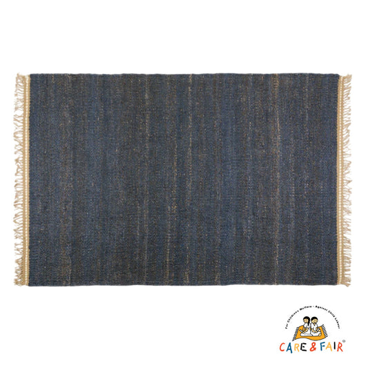Jute Gulvtæppe - Blåvand - Marineblå - novamøbler