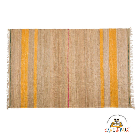 Jute Gulvtæppe - Raps - Gul & Naturfarvet - novamøbler