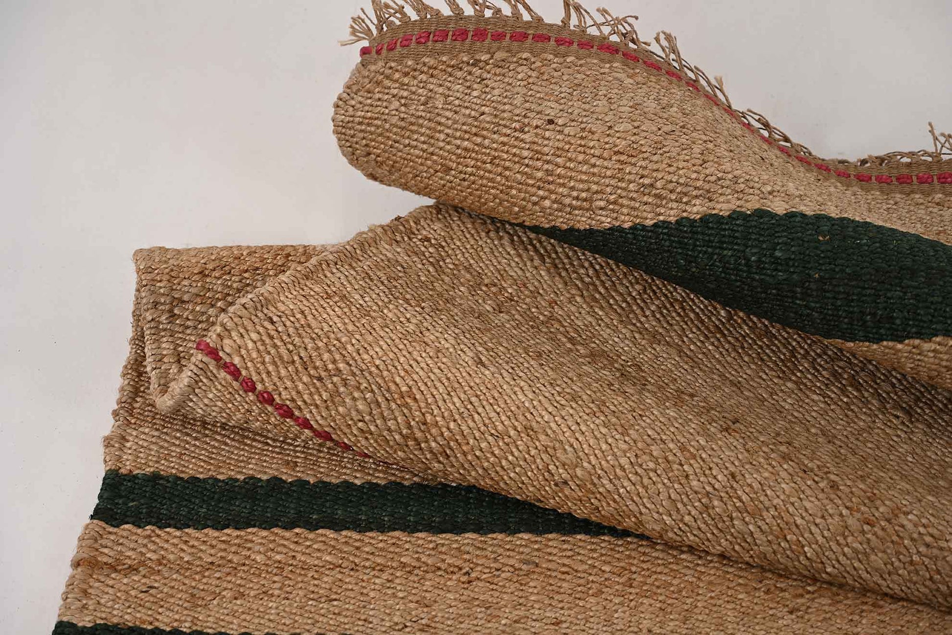 Jute Gulvtæppe - Kørvel - Grøn / Naturfarvet - novamøbler