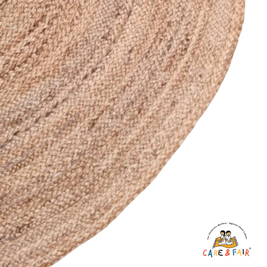 Rundt Jute Gulvtæppe - Natural - Ø130cm - novamøbler