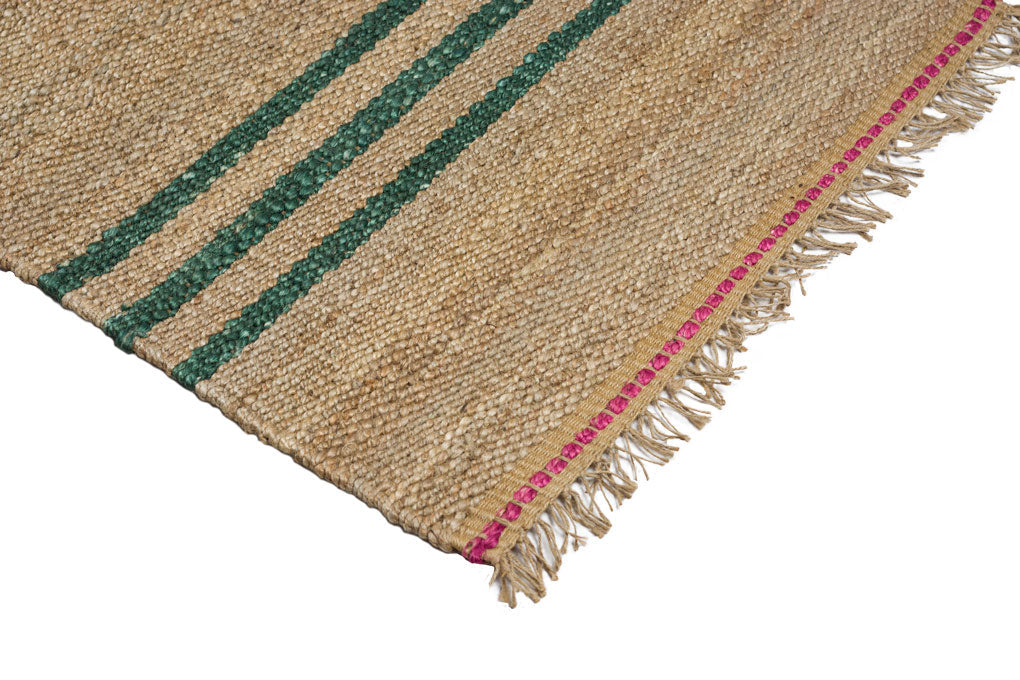 Jute Løber - Kørvel - Grøn & Naturfarvet - novamøbler