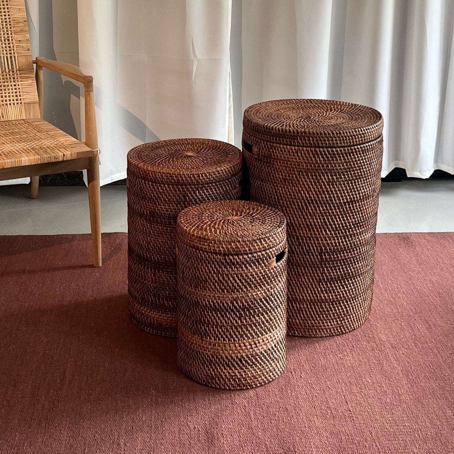 Bambuskurv - Naturbrun - Sæt af 3 - novamøbler