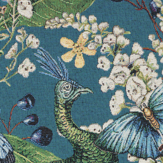 Pude - Blå med mønster - 50x50 cm - novamøbler