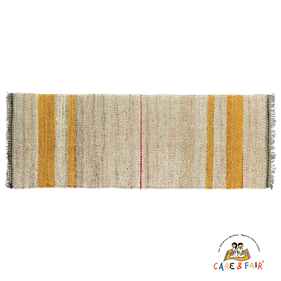 Jute Løber - Raps - Gul & Naturfarvet - novamøbler