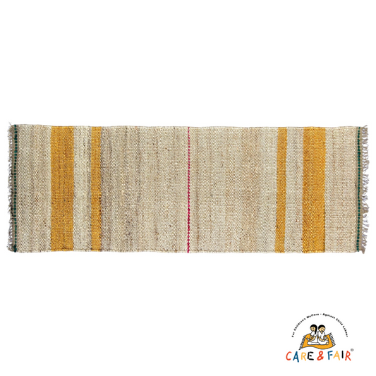 Jute Løber - Raps - Gul & Naturfarvet - novamøbler