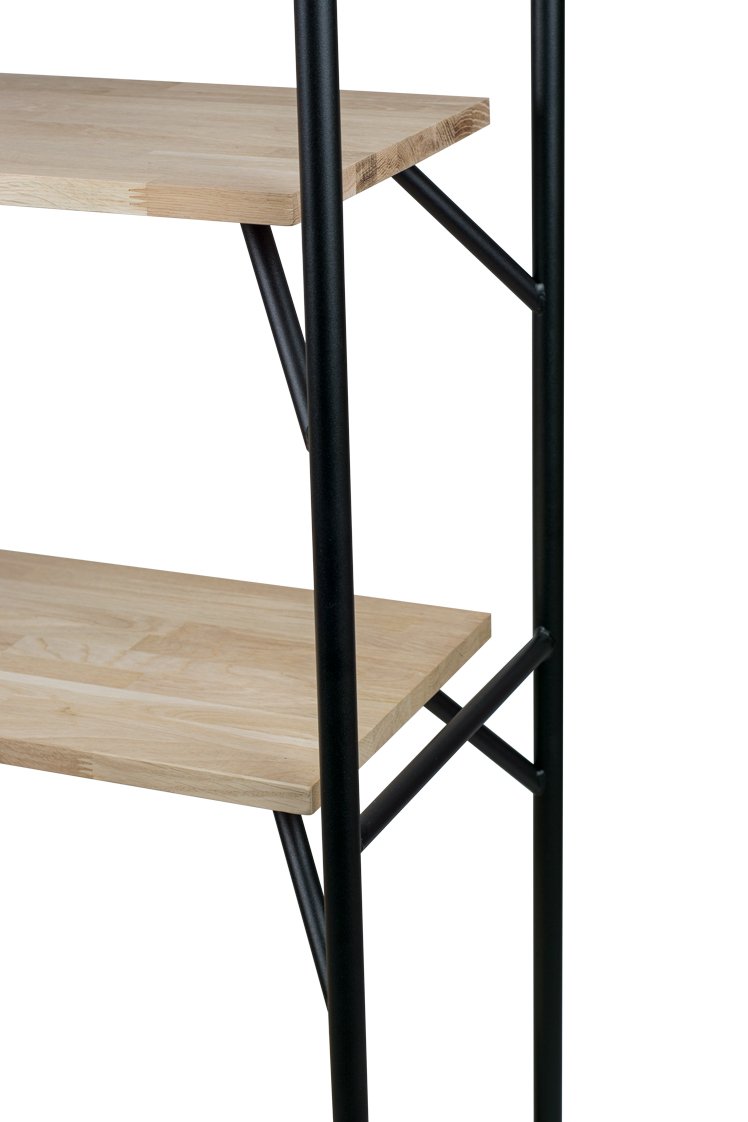 Stigereol med egetræshylder - Sort - Flere størrelser - M003 - By Sol - novamøbler