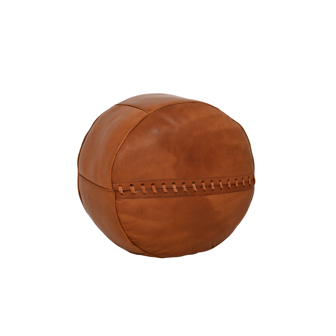 Udstillingsmodel - Læderpuf - Cognacfarvet kernelæder - novamøbler