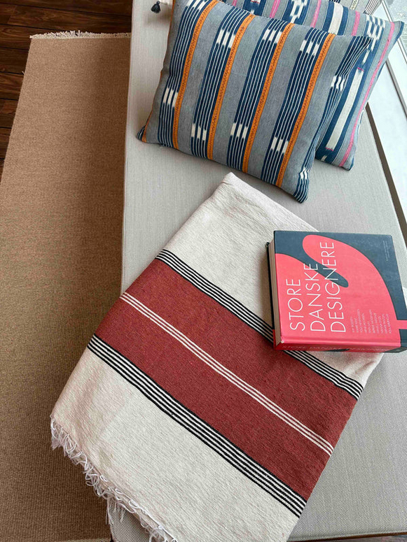 Sengetæppe - Bomuld - Beige/Orange - novamøbler