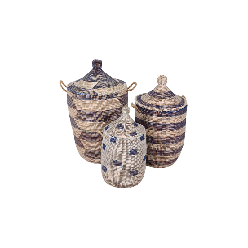 Søgræskurv - Top låg - Blå & hvid - novamøbler