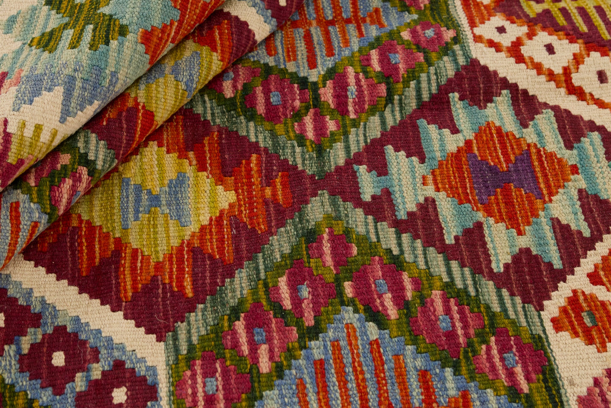 Kelimtæppe - Håndvævet Afghansk gulvtæppe - 191 x 130 cm - novamøbler