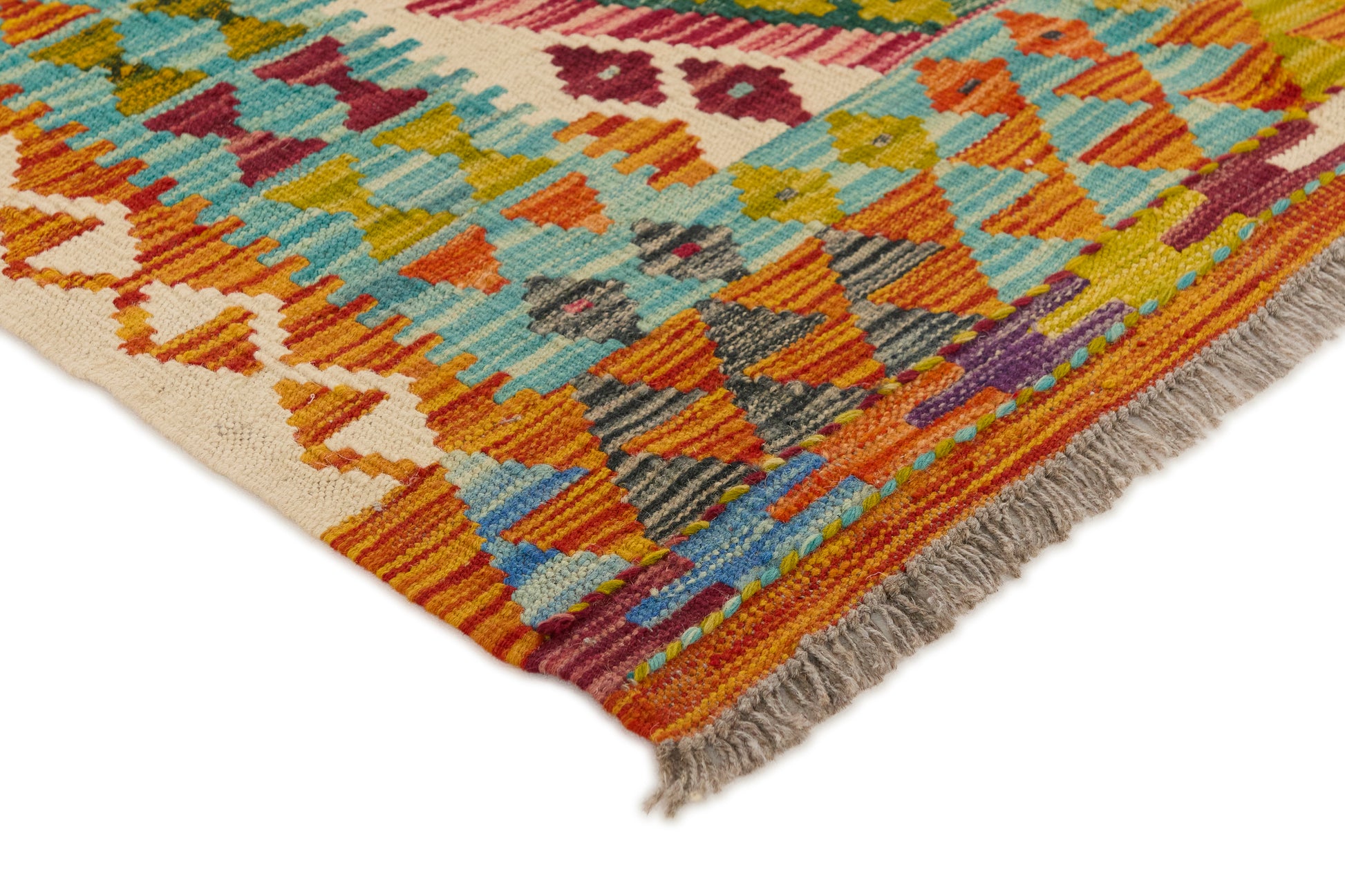 Kelimtæppe - Håndvævet Afghansk gulvtæppe - 201 x 121 cm - novamøbler