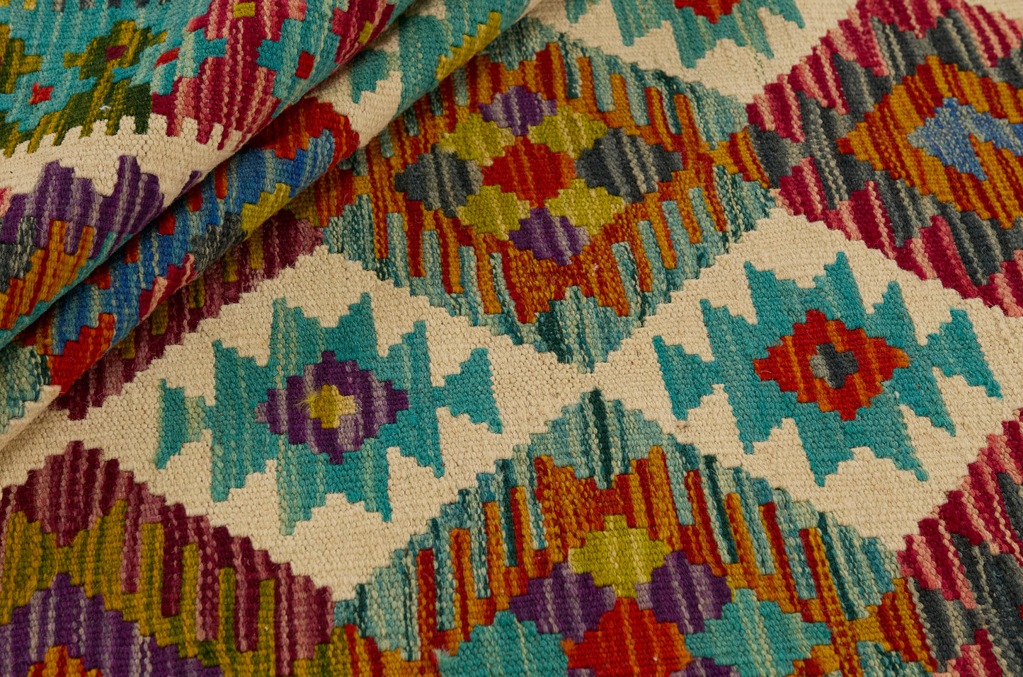 Kelimtæppe - Håndvævet Afghansk gulvtæppe - 255 X 178 cm - novamøbler