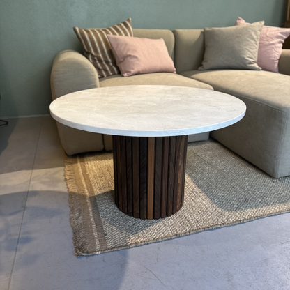 Udstillingsmodel - Sofabord/loungebord - Kalksten og valnøddetræ - novamøbler