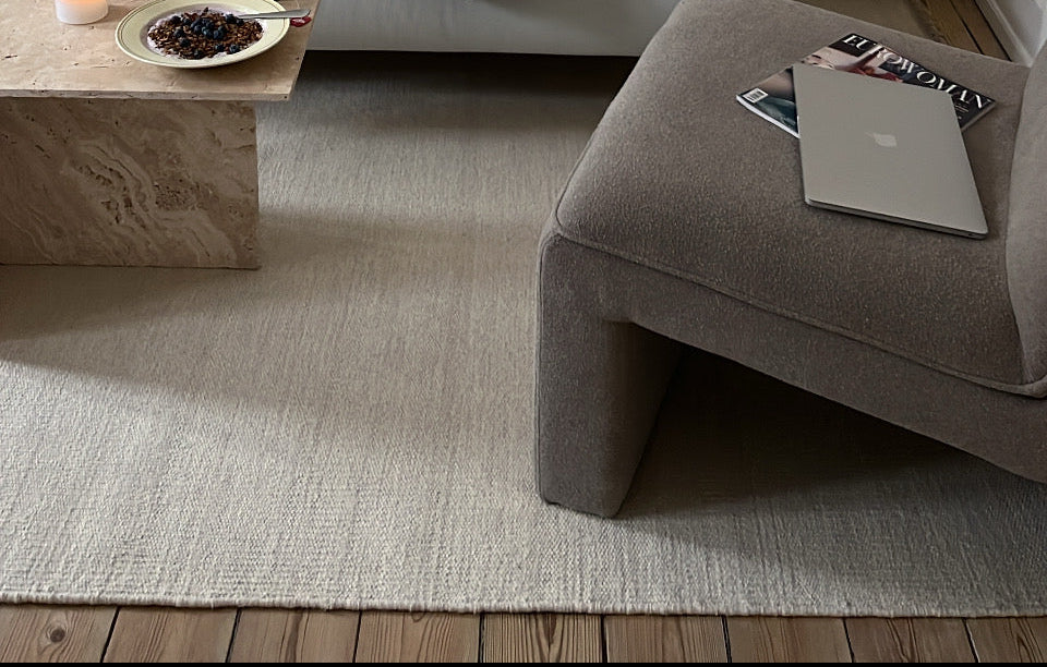 Regnbue - Uldgulvtæppe - 100% Uld - White