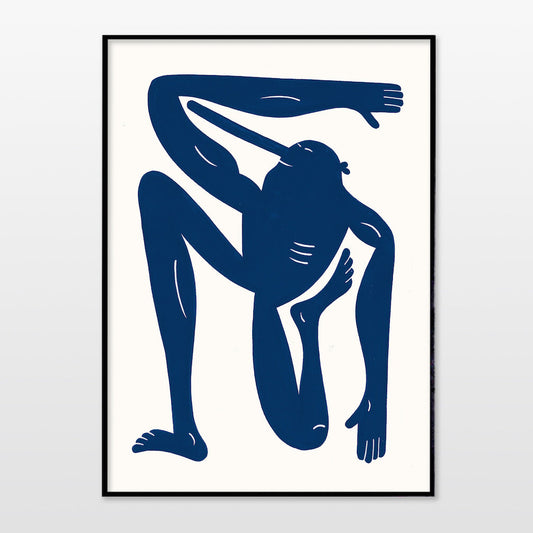 Print af Mormor - Yoga Exercise II LN (Blue) - novamøbler