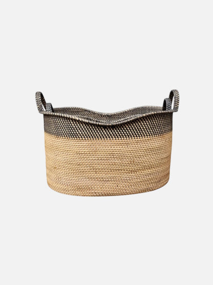 Bambuskurv - Oval to-farvet kurv i sort - novamøbler