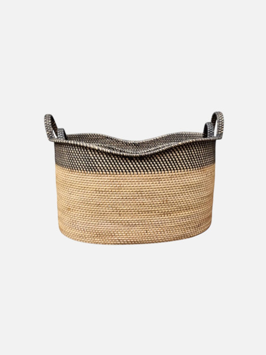 Bambuskurv - Oval to-farvet kurv i sort - novamøbler