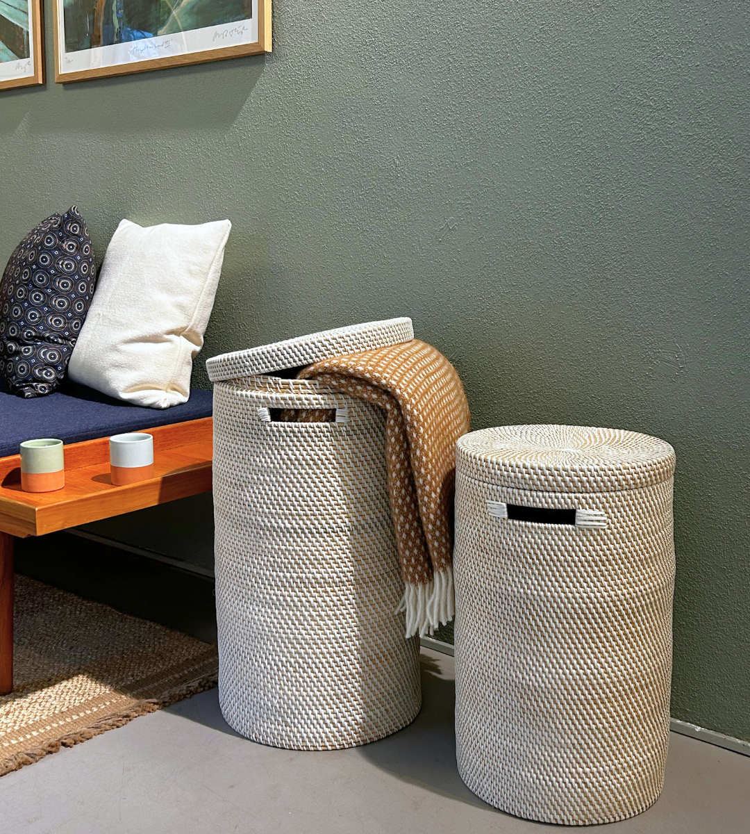 Bambuskurv - B001 - Hvid - novamøbler