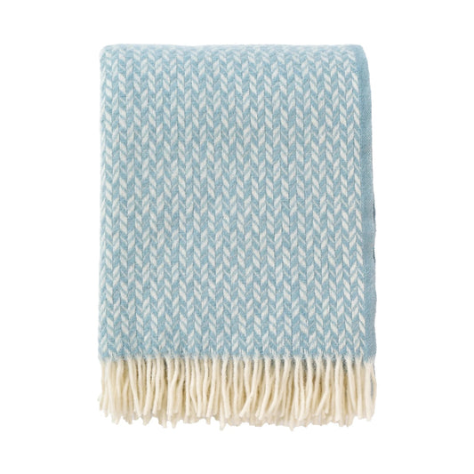Klippan Uldplaid - 100% Økologisk Lammeuld - Heavenly blue