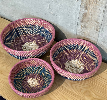 Brødkurv - Bambus - B007 - Lyserød/blå - novamøbler