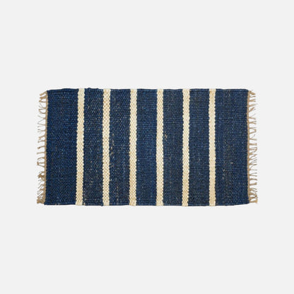 Dørmåtte - Jute - Indigo with White Stripes - 45x80 cm - novamøbler