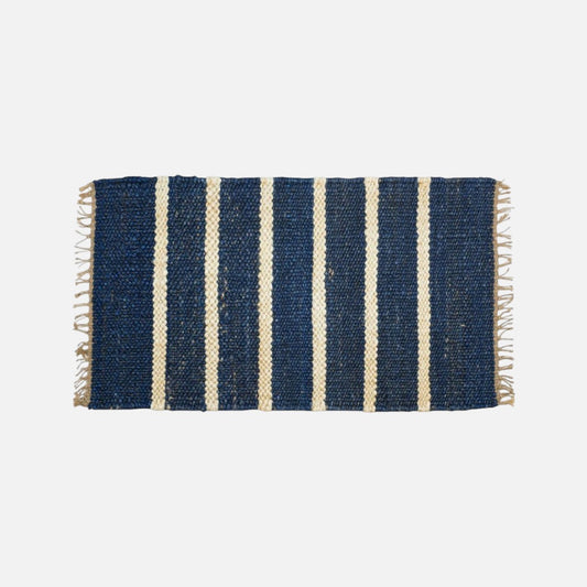 Dørmåtte - Jute - Indigo with White Stripes - 45x80 cm - novamøbler