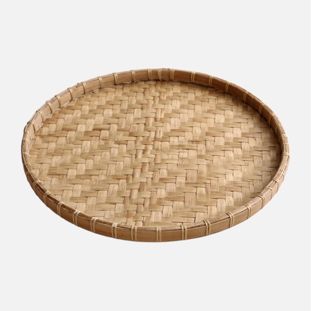Håndlavet marokkansk bakke - Ø42cm - lys bambus - novamøbler