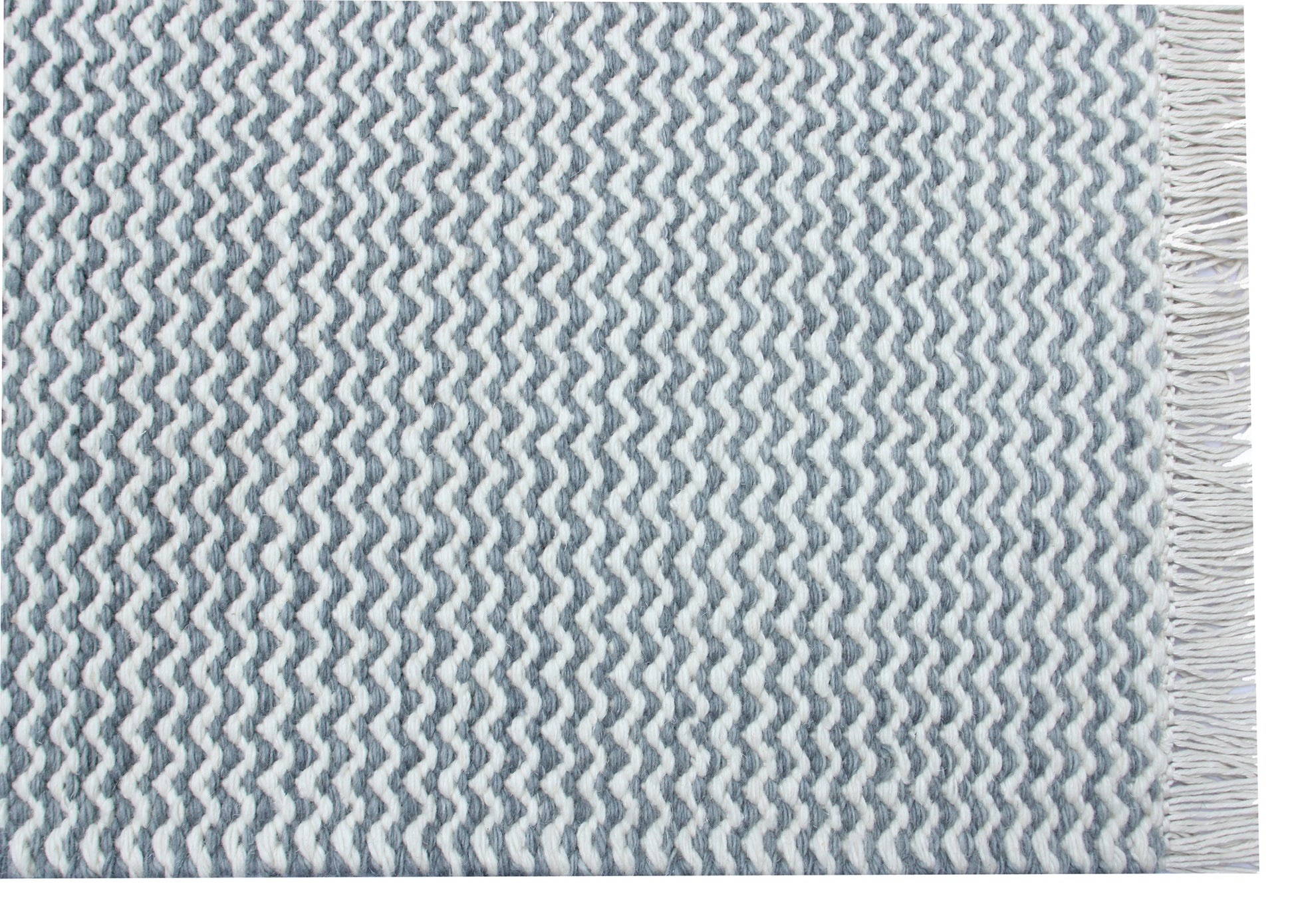 Wave - Gulvtæppe - 100% Uld - White og Teal (lyseblå) - novamøbler