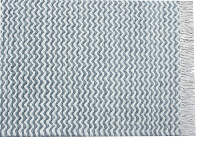 Wave - Gulvtæppe - 100% Uld - White og Teal (lyseblå) - novamøbler