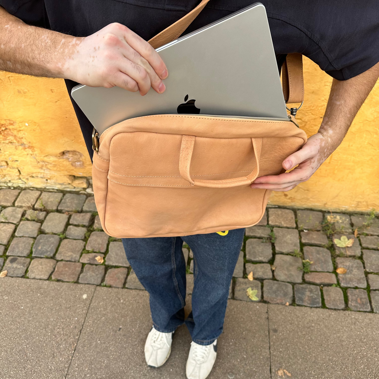 Leather shoulder bag from Morocco