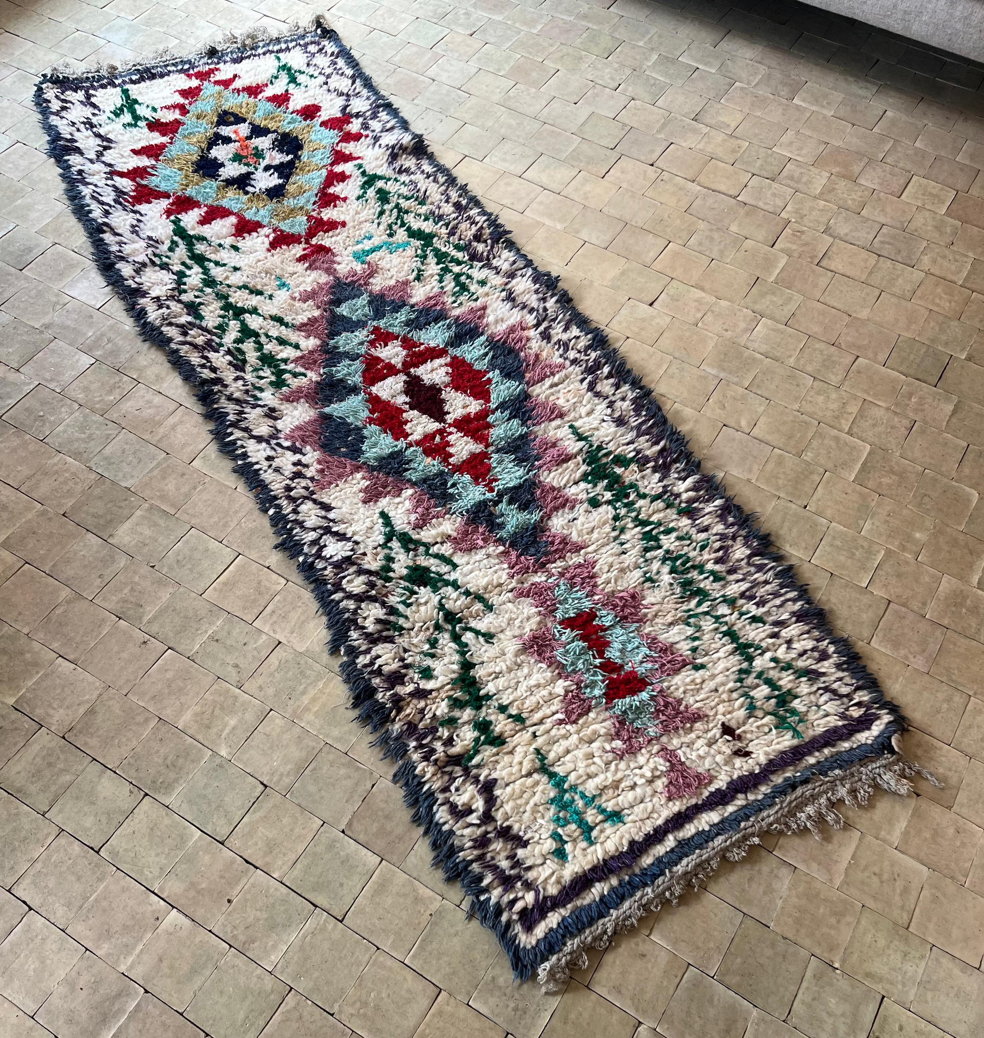 Marokkansk tæppe - Boucheroite - 216 x72 cm - novamøbler