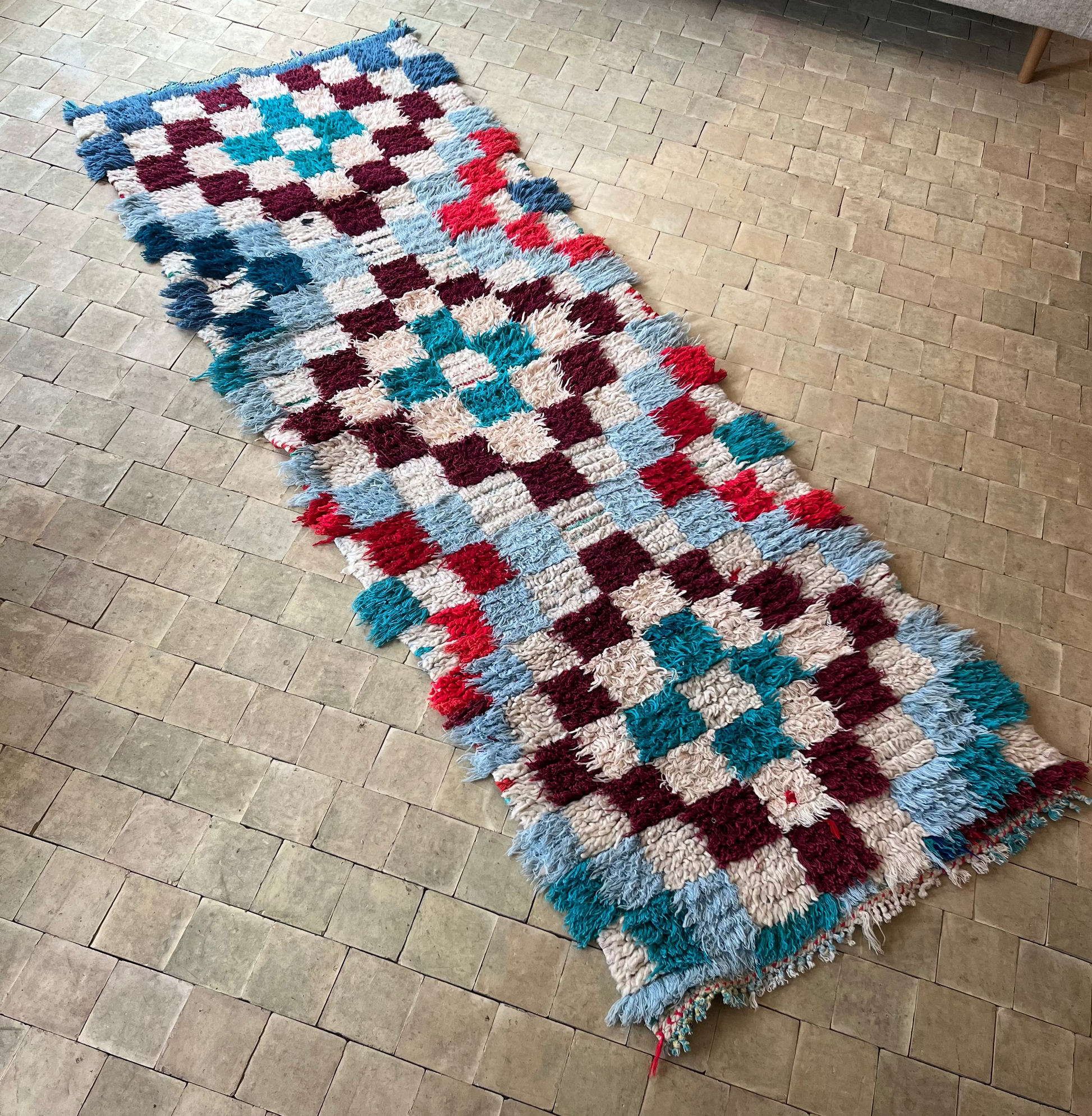 Marokkansk tæppe - Boucheroite - 210 x 78 cm - novamøbler